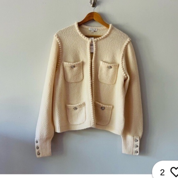 J.Crew Odette Sweater Lady Jacket with Jewel Buttons Size Large BV762 - Picture 6 of 9